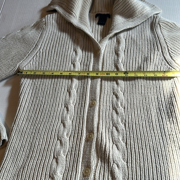 The Limited 45% cotton long sleeve button down sweater wheat color size large - Picture 3 of 9